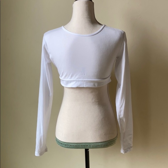 Cropped long sleeved white  cotton top shirt crop - Picture 2 of 8
